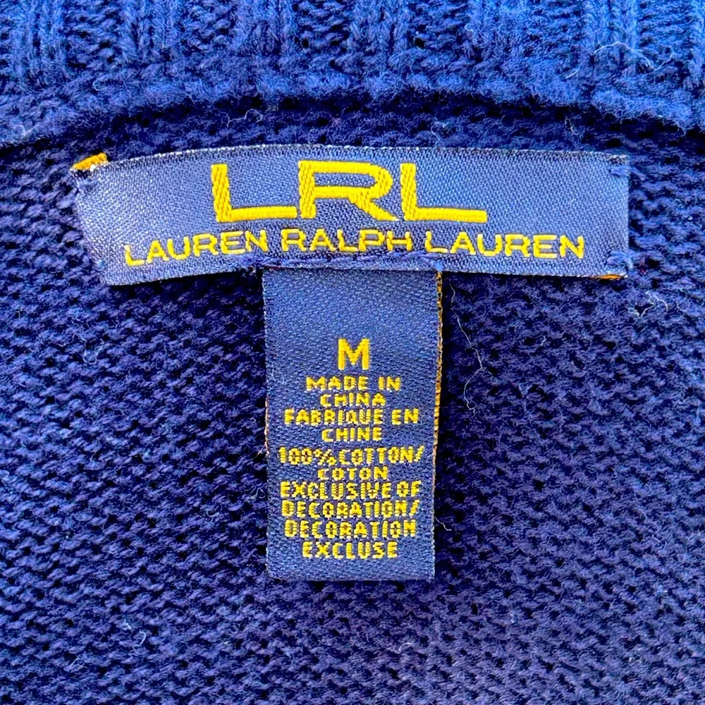 RALPH LAUREN sM navy zip cardigan-ribbed sides/sleeves-💯cotton-looks NEW! - Picture 3 of 5